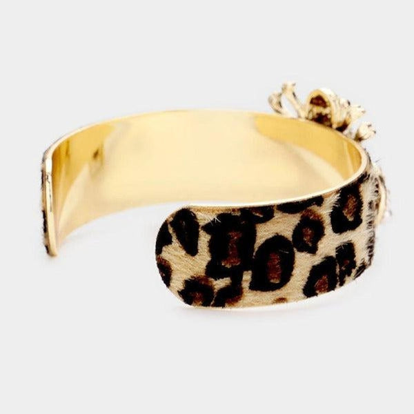 Honey Bee Leopard Print Cuff Bracelet