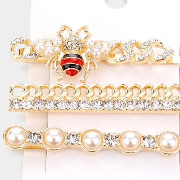 Honey Bee Pearl 3 Piece Bobby Pins-Hair Accessories-SPARKLE ARMAND