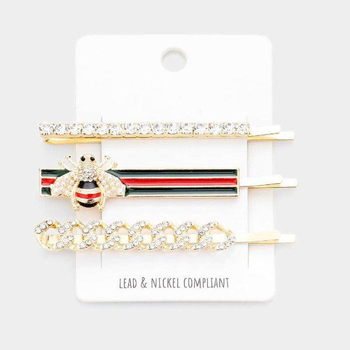 Honey Bee Pearl 3 Piece Bobby Pins-Hair Accessories-SPARKLE ARMAND