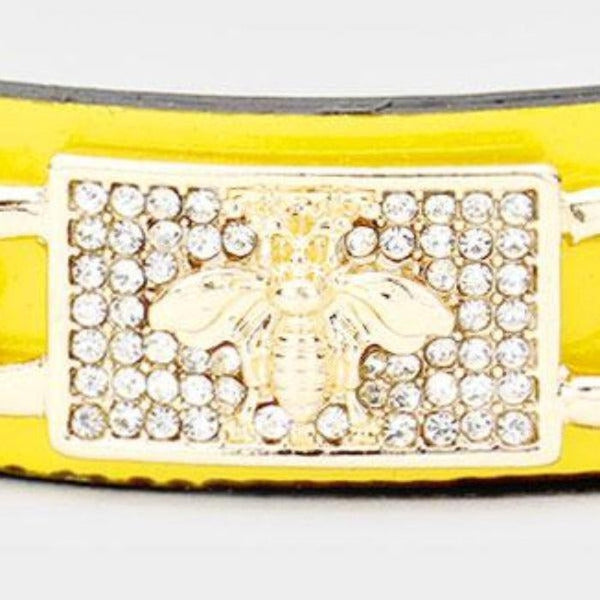 Honey Bee Yellow Metal Chain Cuff Bracelet