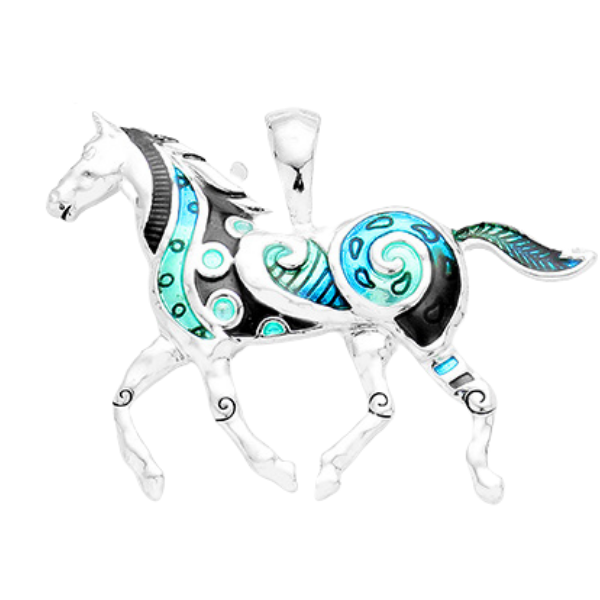 Horse Blue & Silver Pendant Earrings Set-Pendant-SPARKLE ARMAND