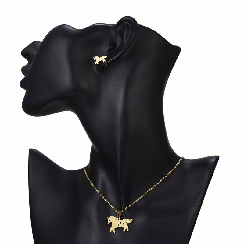 Horse Gold Stainless Steel Necklace & Earrings Set-Necklace-SPARKLE ARMAND