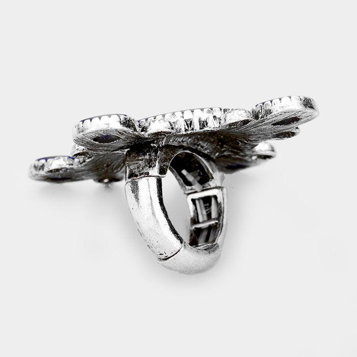 Howlite Tribal Metal Stretch Ring