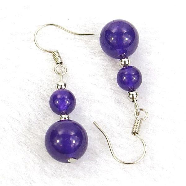 Indigo Jade Natural Gemstone Earrings-Earring-SPARKLE ARMAND