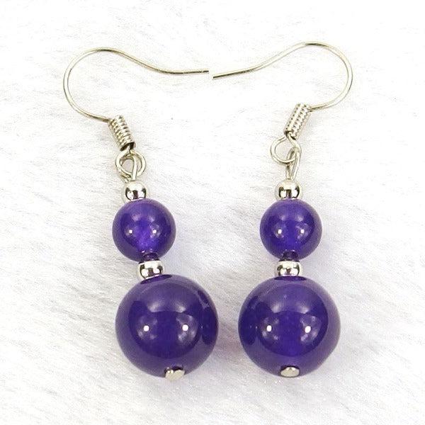 Indigo Jade Natural Gemstone Earrings-Earring-SPARKLE ARMAND