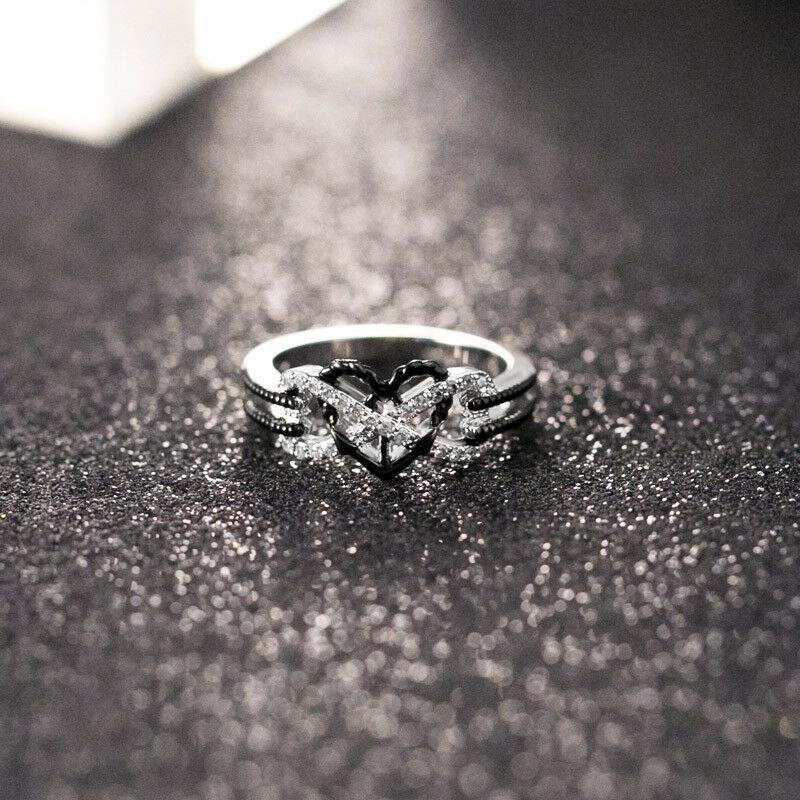 Intertwined Heart Rhinestone Silver Ring Size 8-Ring-SPARKLE ARMAND