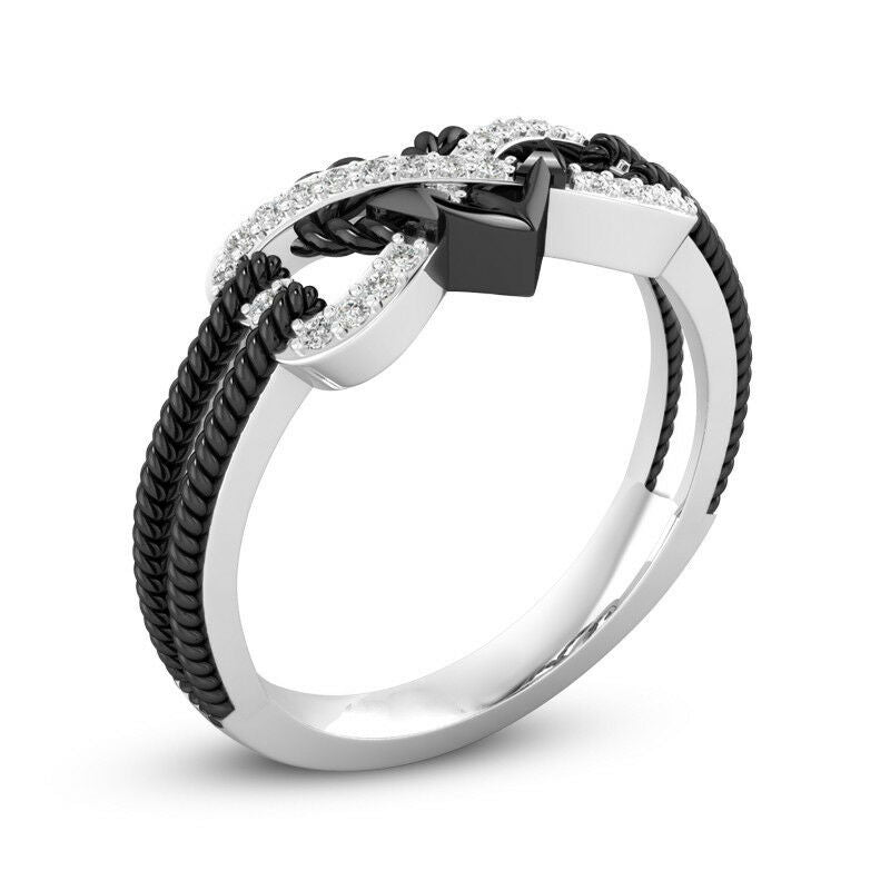 Intertwined Heart Rhinestone Silver Ring Size 8-Ring-SPARKLE ARMAND