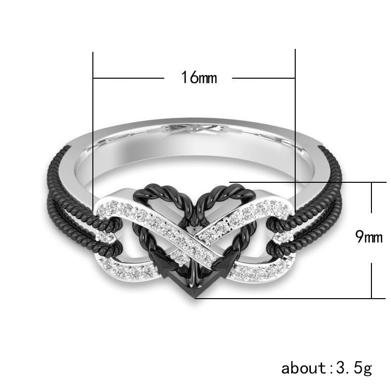 Intertwined Heart Rhinestone Silver Ring Size 8-Ring-SPARKLE ARMAND