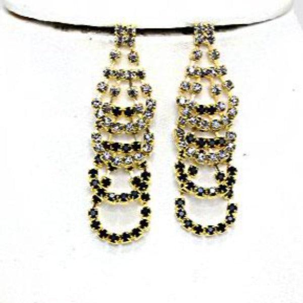 Intricate Ring Black Clear Gold Collar Necklace Set