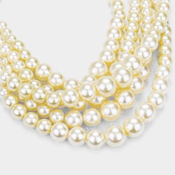 5 Strand Ivory Pearl (faux) Necklace & Earring Set by core