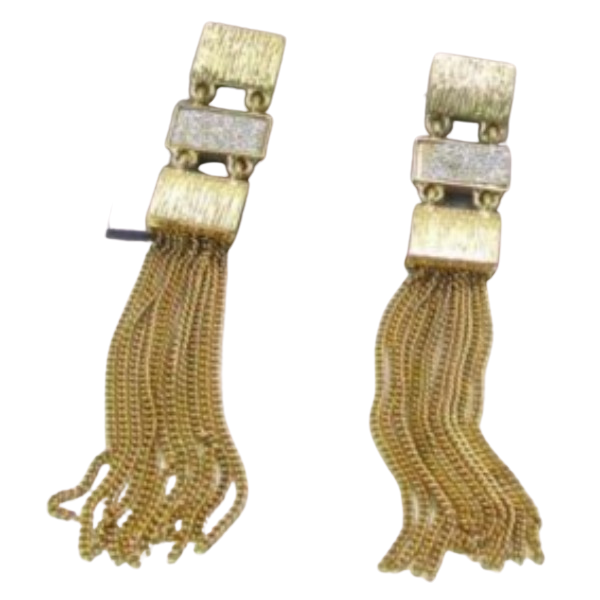 Jennifer Lopez Geometric Gold Tassel Earrings-Earring-SPARKLE ARMAND