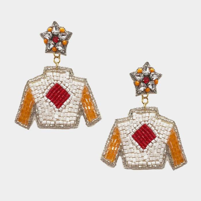 Kentucky Derby Riding Shirt Seed Bead Earrings