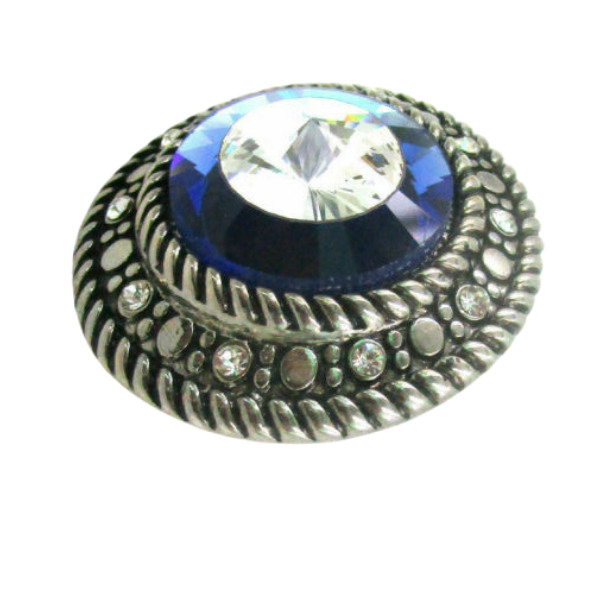 Large Blue Circular Silver Adjustable Ring-Ring-SPARKLE ARMAND