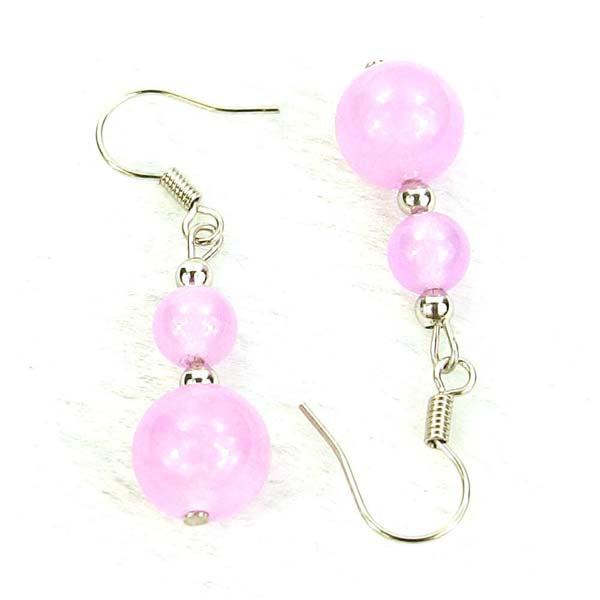 Lavender Jade Natural Gemstone Silver Earrings-Earring-SPARKLE ARMAND