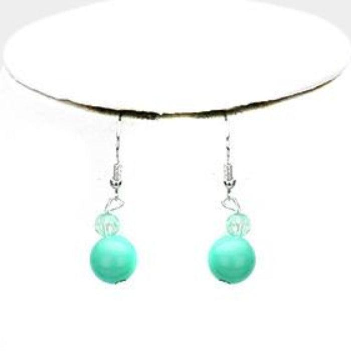 Layered Teal Round Shell Twisted Multi Beaded Necklace Set