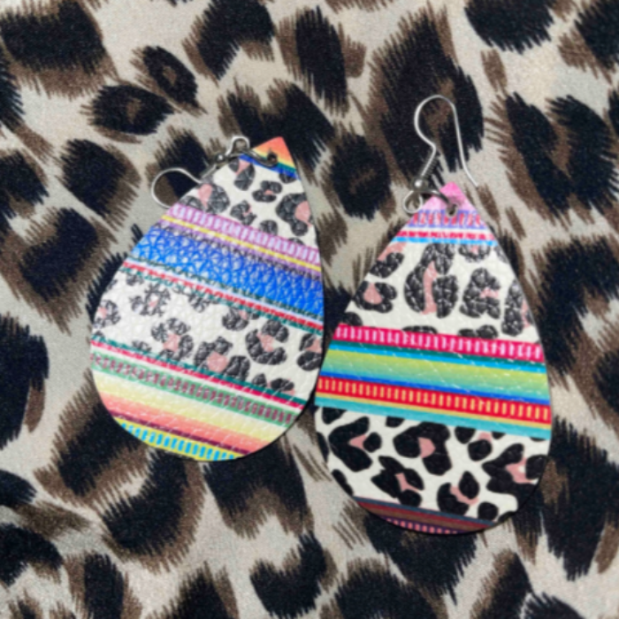 Leopard Multi Color Teardrop Earrings