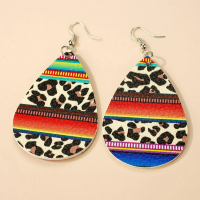 Leopard Multi Color Teardrop Earrings