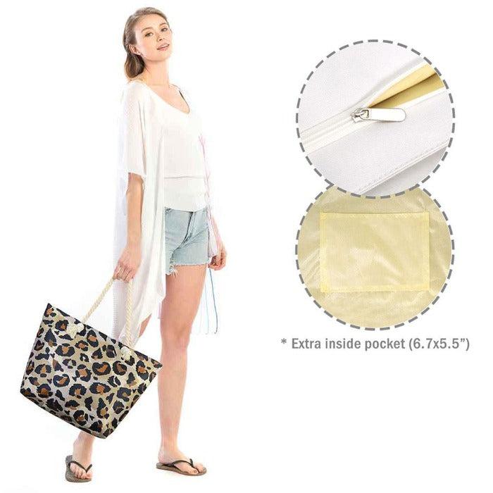 Leopard Pattern Print Beach Tote Bag