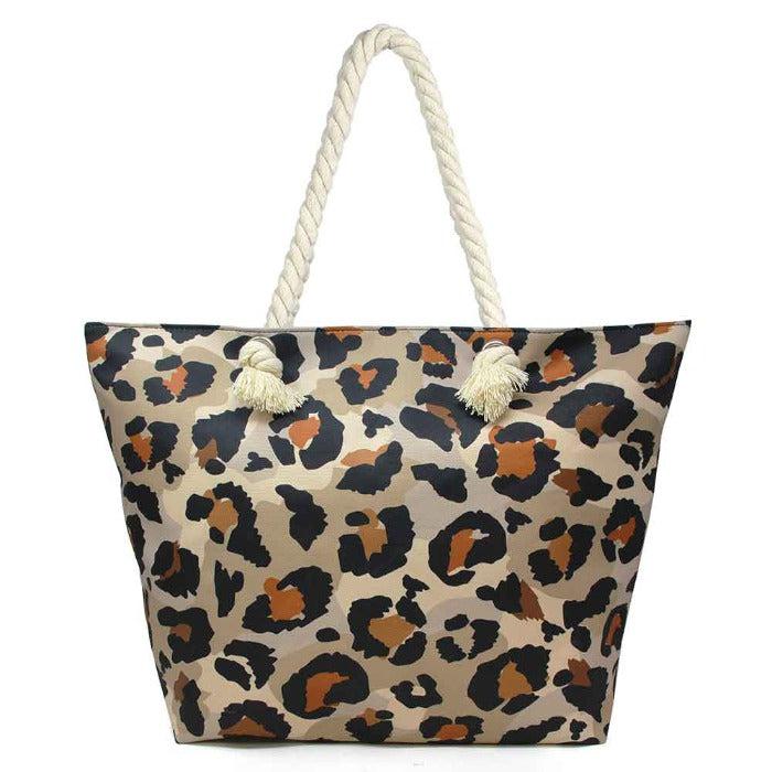 Leopard Pattern Print Beach Tote Bag