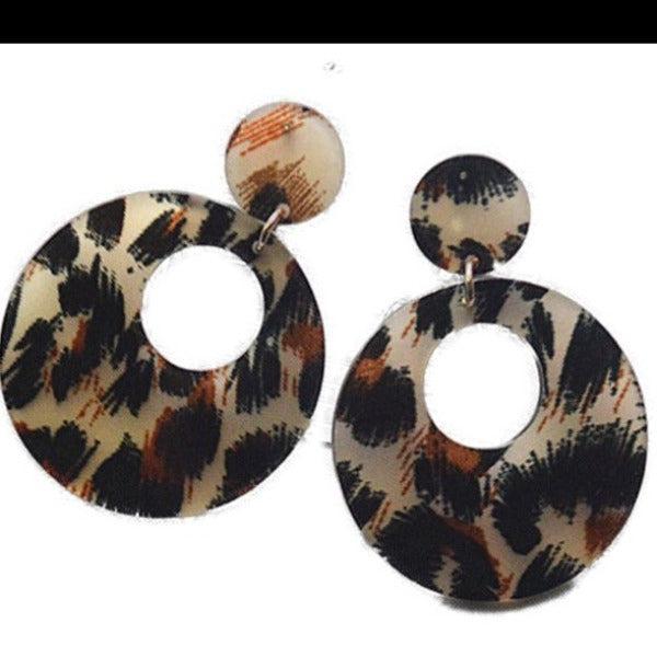 Leopard Print Acrylic Circular Earrings