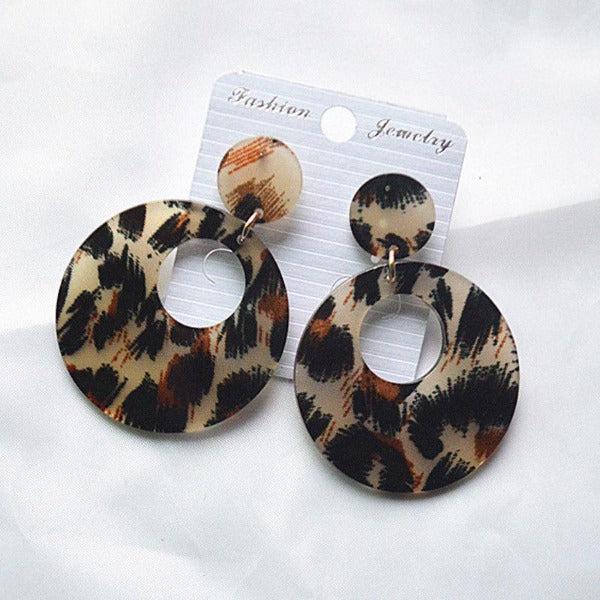 Leopard Print Acrylic Circular Earrings