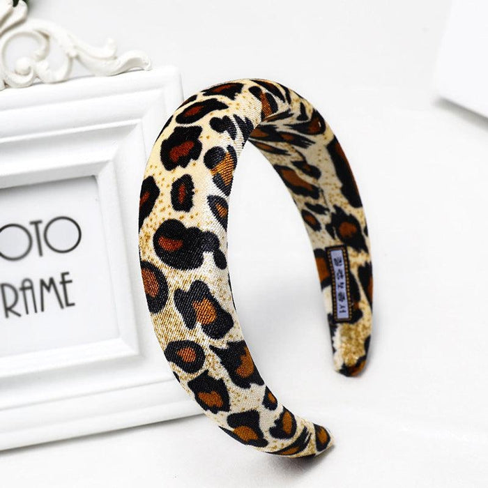 Leopard Print Beige Padded Headband