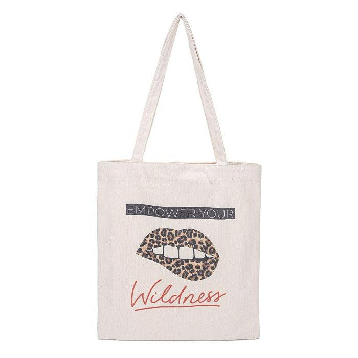 Leopard Print Lips Wildness Canvas Tote Eco Bag
