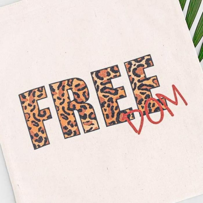 Leopard Print FREEDOM Canvas Tote Eco Bag