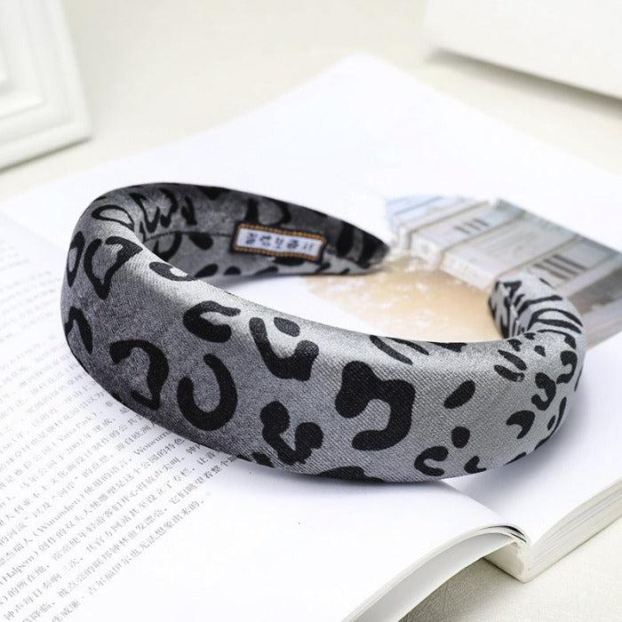 Leopard Print Gray Padded Headband