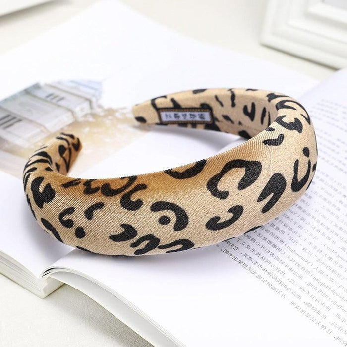 Leopard Print Lt Coffee Padded Headband