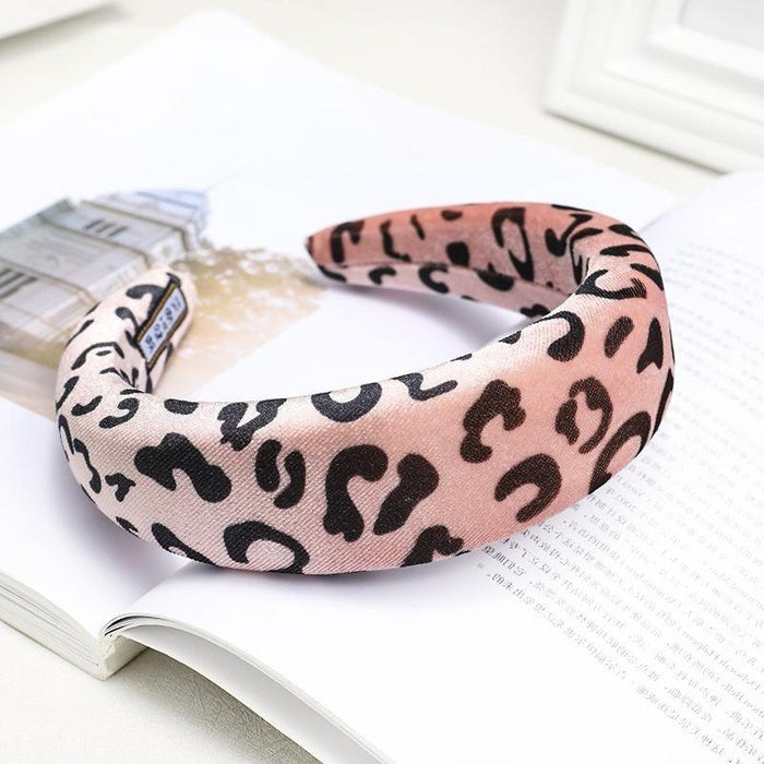 Leopard Print Pink Padded Headband