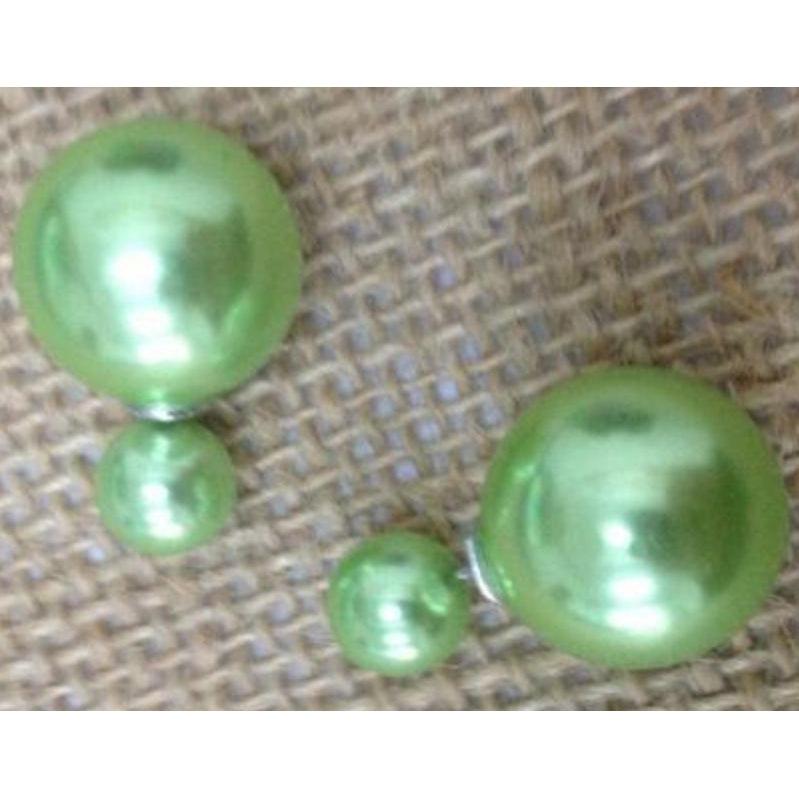 Light Green Round Ball Front & Back (16mm & 8mm) Earrings-Earring-SPARKLE ARMAND