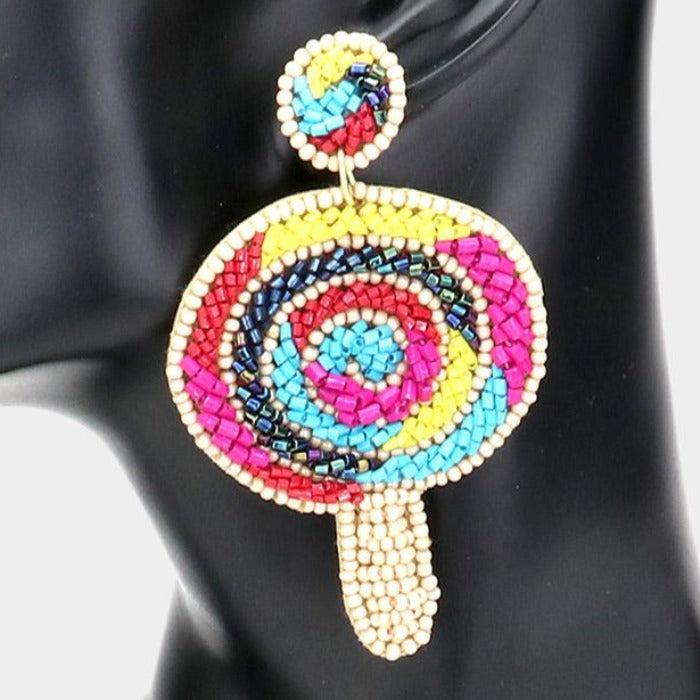 Lollipop Bead Felt Back Earrings-Earring-SPARKLE ARMAND