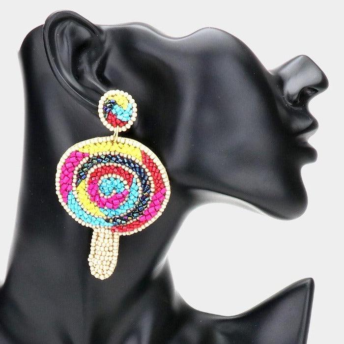 Lollipop Bead Felt Back Earrings-Earring-SPARKLE ARMAND