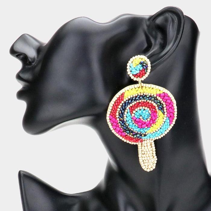Lollipop Bead Felt Back Earrings-Earring-SPARKLE ARMAND
