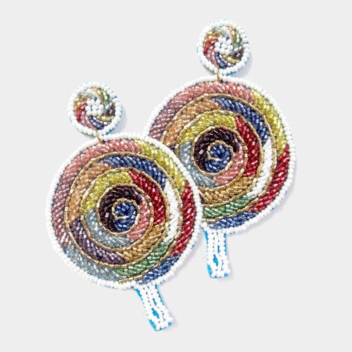Lollipop Seed Bead Felt Back Earrings by FABULOUS MJ