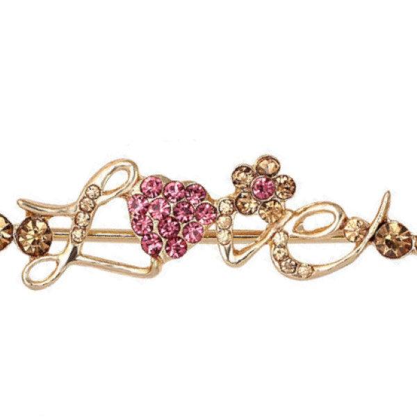 Love, Heart & Flower Rhinestone Brooch Pin-Brooch-SPARKLE ARMAND