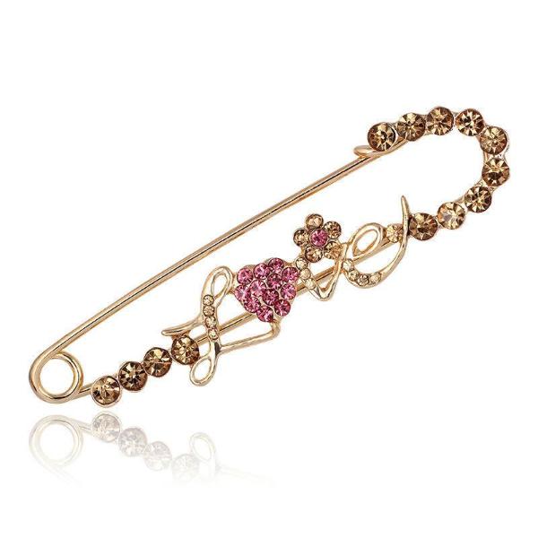 Love, Heart & Flower Rhinestone Brooch Pin-Brooch-SPARKLE ARMAND