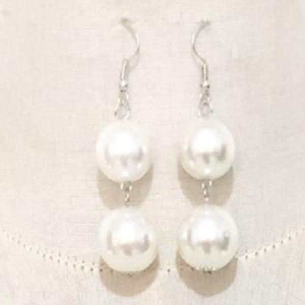 Lucite Bead White Faux Pearl Statement Necklace-Necklace-SPARKLE ARMAND