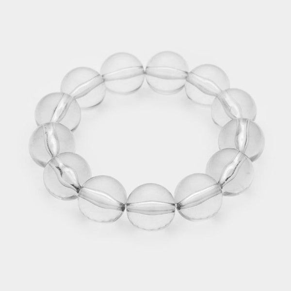 Lucite Gray Ball Stretch Bracelet