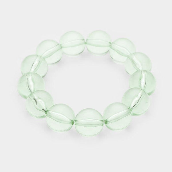 Lucite Green Ball Stretch Bracelet