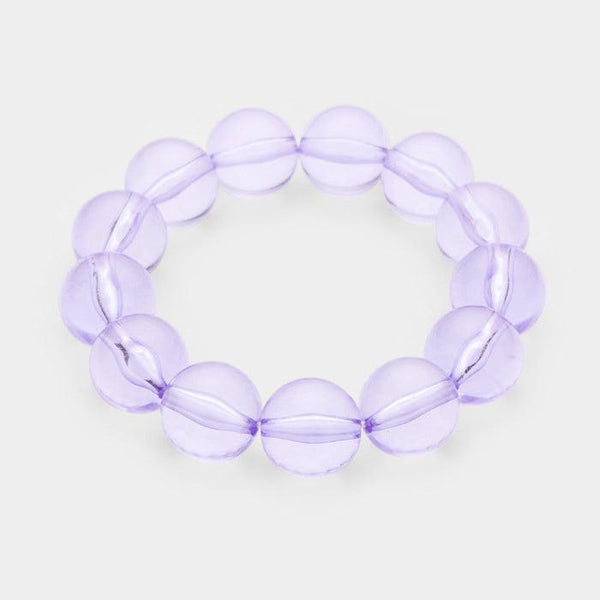 Lucite Lavender Ball Stretch Bracelet