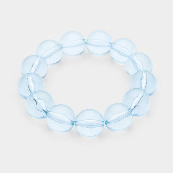 Lucite Light Blue Ball Stretch Bracelet