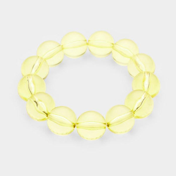 Lucite Yellow Ball Stretch Bracelet