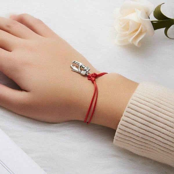 "Make A Wish" Boy & Girl Note Card Red String Bracelet