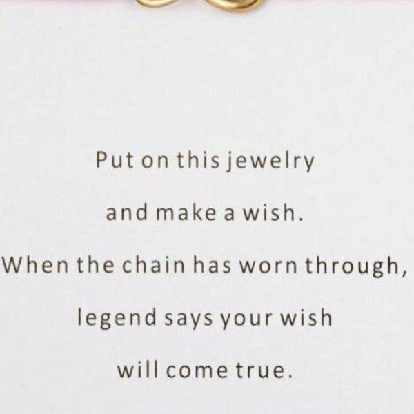 "Make A Wish" Infinity Note Card Pink String Bracelet