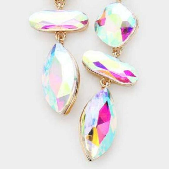 Marquise Abalone Crystal Drop Evening Earrings