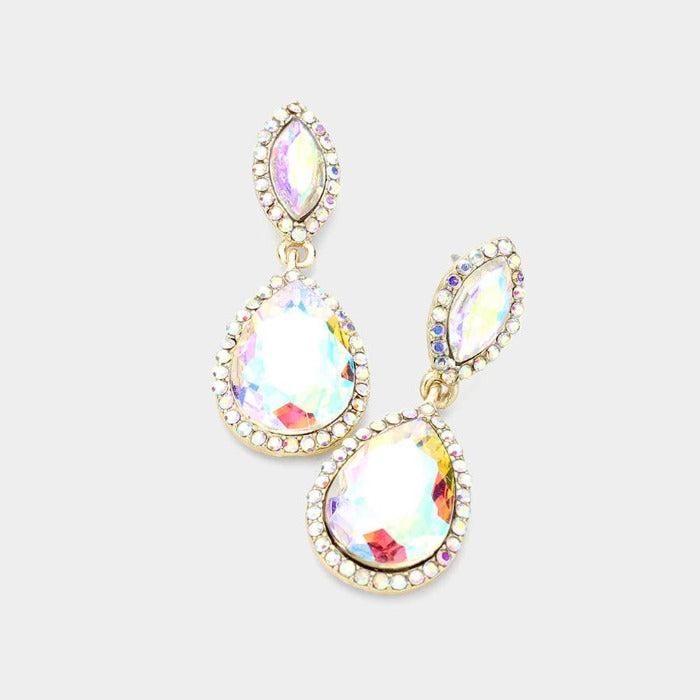 Marquise Abalone Teardrop Evening Earrings by BLUE ICE