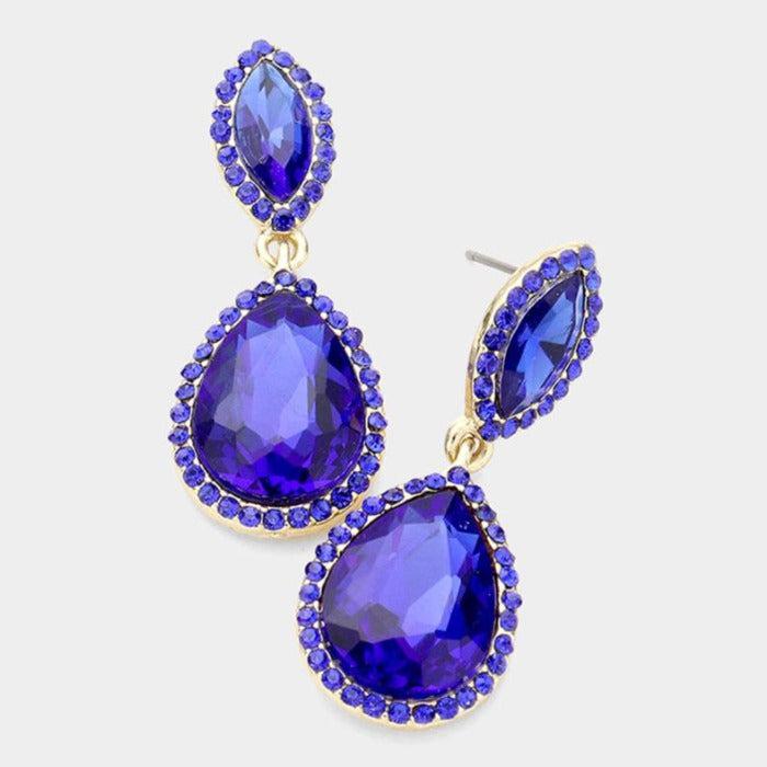 Marquise Blue Teardrop Evening Earrings by BLUE ICE