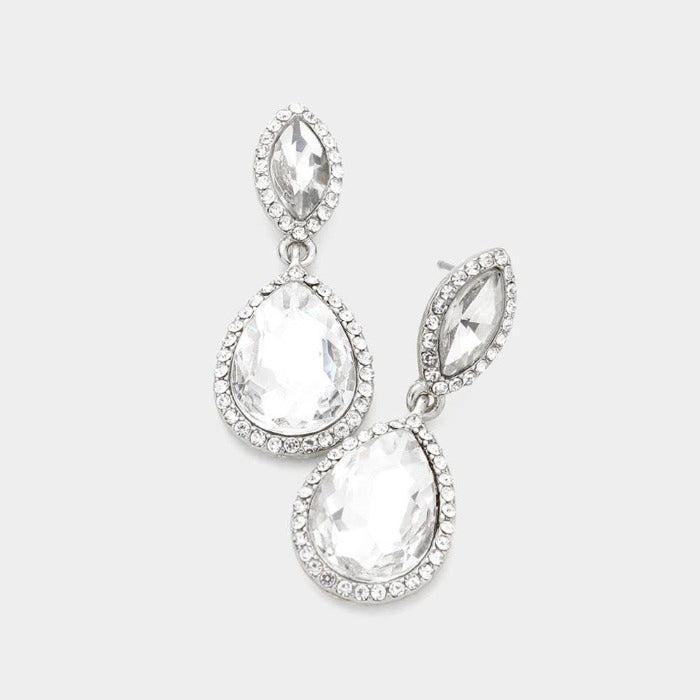 Marquise Clear Teardrop Evening Earrings by BLUE ICE
